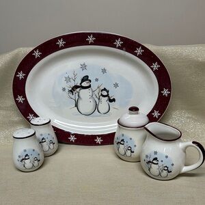Royal Seasons Stoneware snowmen serving set
